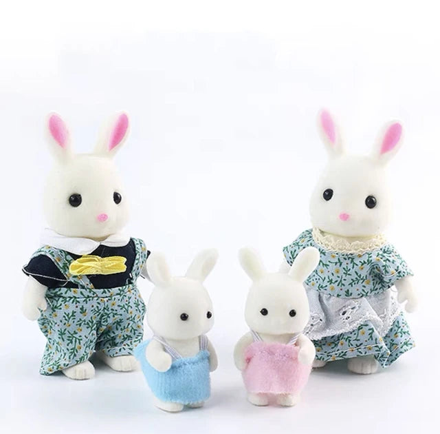 Simulation Forest Rabbit Family DIY Playset Mini Rabbit Bear Figure Toy Dolls Kids Gifts