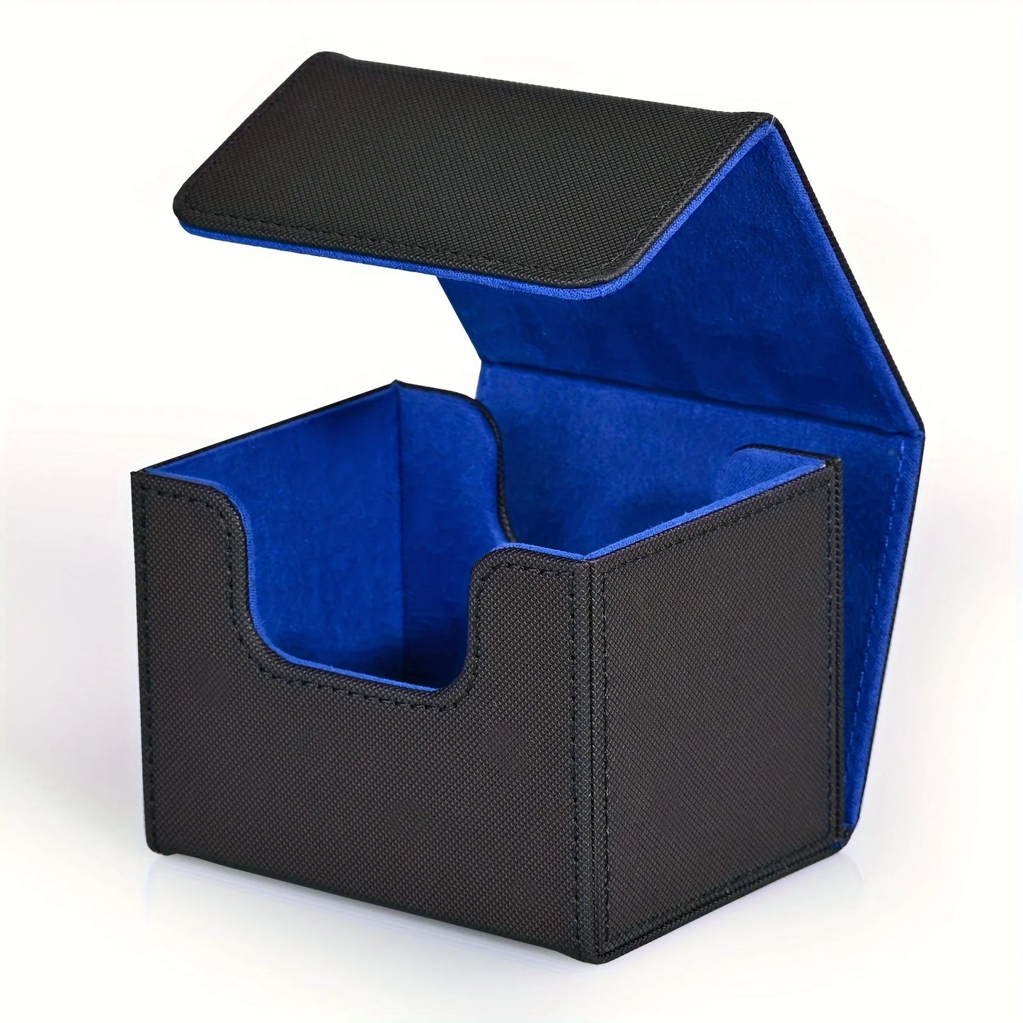 Card Deck Box , Card Storage Box Fits 100 single  Sleeved Cards, PU Leather Strong Magnet Card Deck Case for TCG Cards