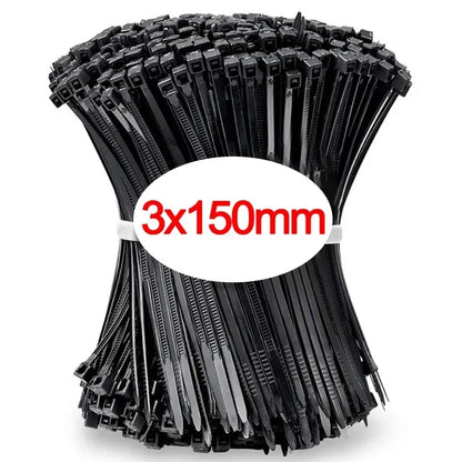 100 PCS Self-locking Plastic Nylon Tie Black Fastening Strap Cable-Tie-Set Cable Zip Tie Fastening Ring Zip Wraps Strap Tie
