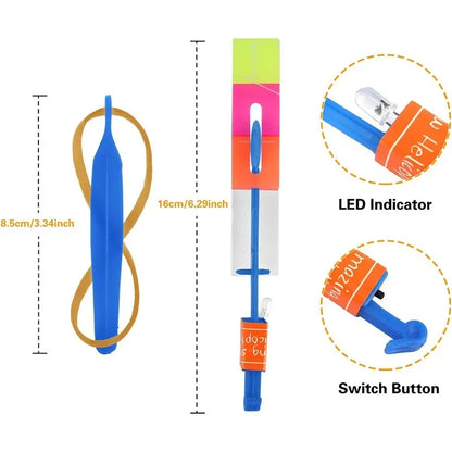 Outdoor Flash Rocket toy LED Lights Glowing Slingshot Rocket Helicopter Flying Toy kid's Party Fun Gift Rubber Band Ejector Toys