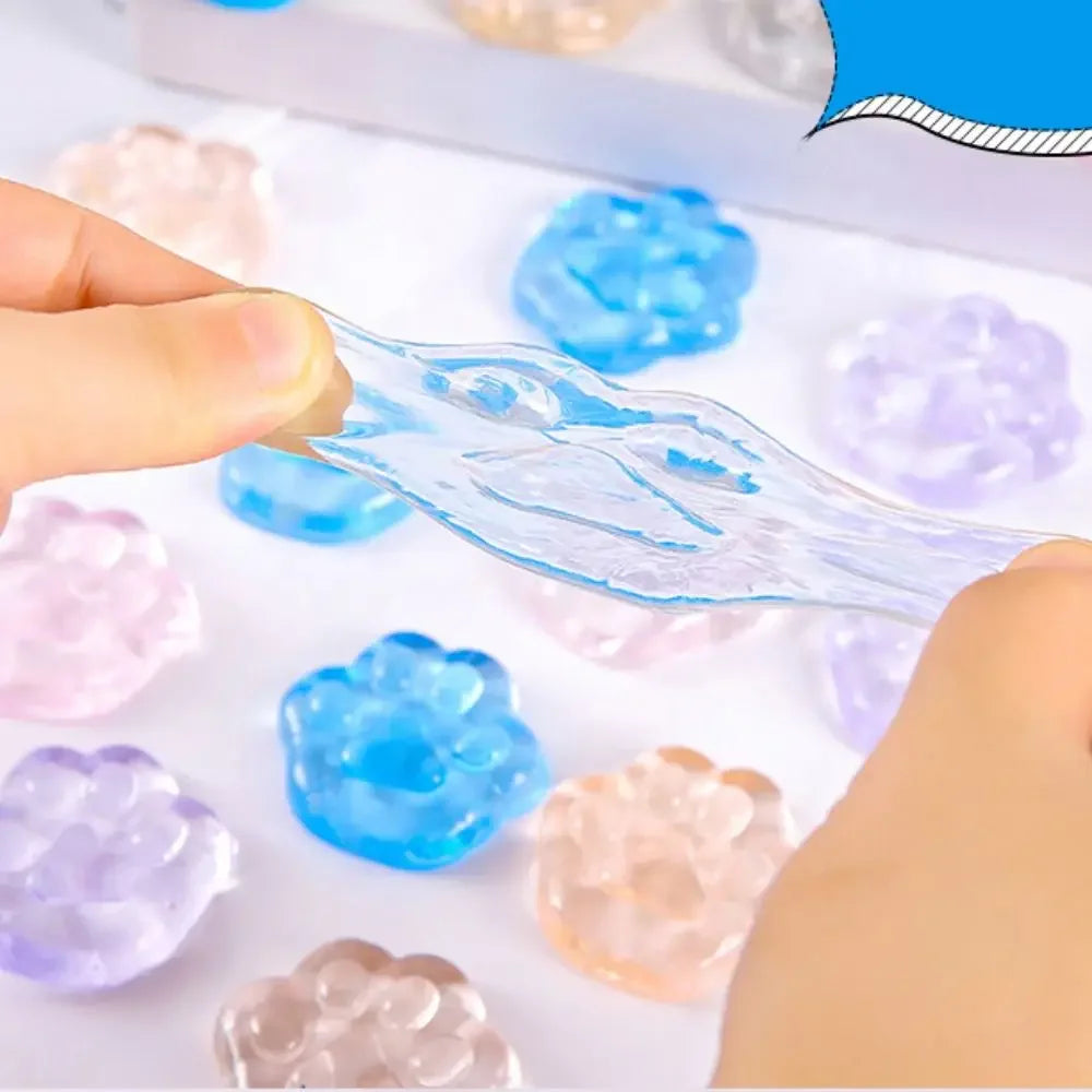 5/10/20PCS Kawaii Cat Paws Sticky Squeeze Toys Soft Realistic Jelly Glitter Cat Paws Transparent Squeeze Toys Kids Adult Gifts