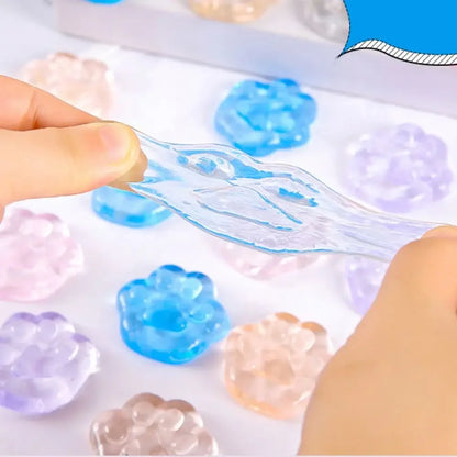 5/10/20PCS Kawaii Cat Paws Sticky Squeeze Toys Soft Realistic Jelly Glitter Cat Paws Transparent Squeeze Toys Kids Adult Gifts