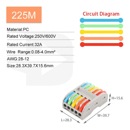 5PCS Fast Wire Connector Push-in Electrical Terminal Block Universal Splicing Wiring Cable Connectors For Cable Connection SPL ﻿