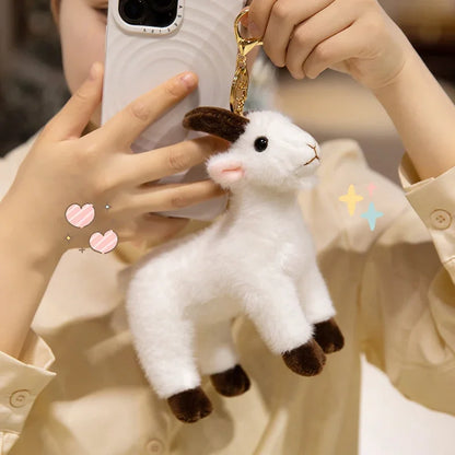 Hot Sale Lifelike Goat Pendant Plush Toys Soft Stuffed Standing Goat Toys Cute Mini Animal Pendant Cool Keyring Bags Decor
