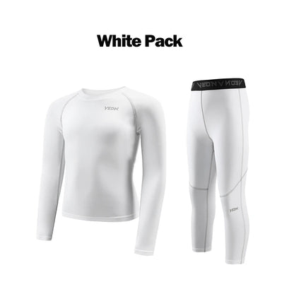 One Set Youth Boys Compression Leggings and Shirt Long Sleeve Sports Tights Running Basketball Base Layer