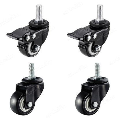 4pcs/kit Furniture Casters 1.5/2Inch M8/M10 Thread Stem Swivel Wheels Without/with Brakes Heavy Duty Coffee Table Chair Bin Cart