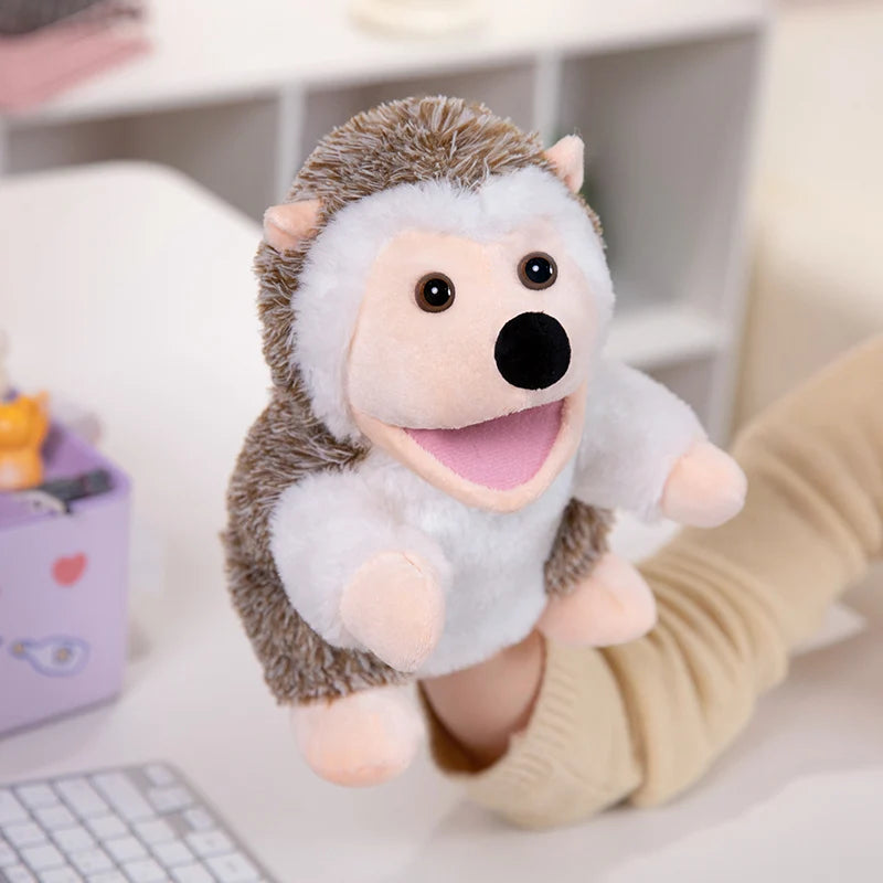 Cartoon Animal Hand Puppet Parent-child Game Doll Husky Fox Bear Dog Pig Tiger Lion  Appease Toys Birthday Gifts For Children ﻿
