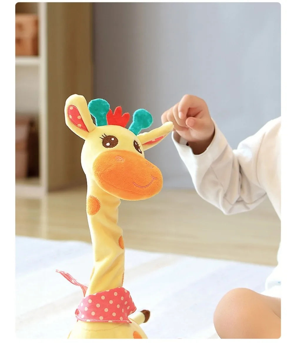 Repeating What You Say Dancing Talking Giraffe Toy with 10 Songs Plush Swaying Dancing Giraffe Adjustable Volume Glowing