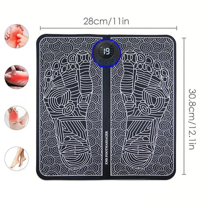EMS Foot Massage Mat - Multi-Frequency Stimulation with 8 Zone Reflexology Massage