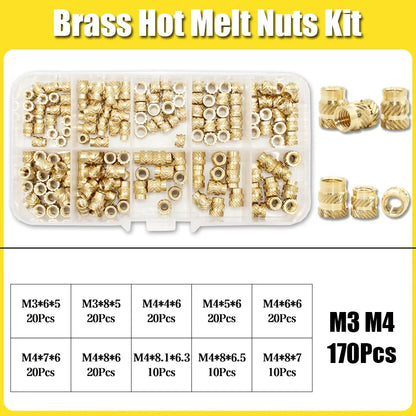 Hot Melt Brass Heat Insert Nut Iron Tip M2 M2.5 M3 M4 M5 M6 Embedded Heating Knurled Brass Inserts Nuts 3D Printer Case Notebook