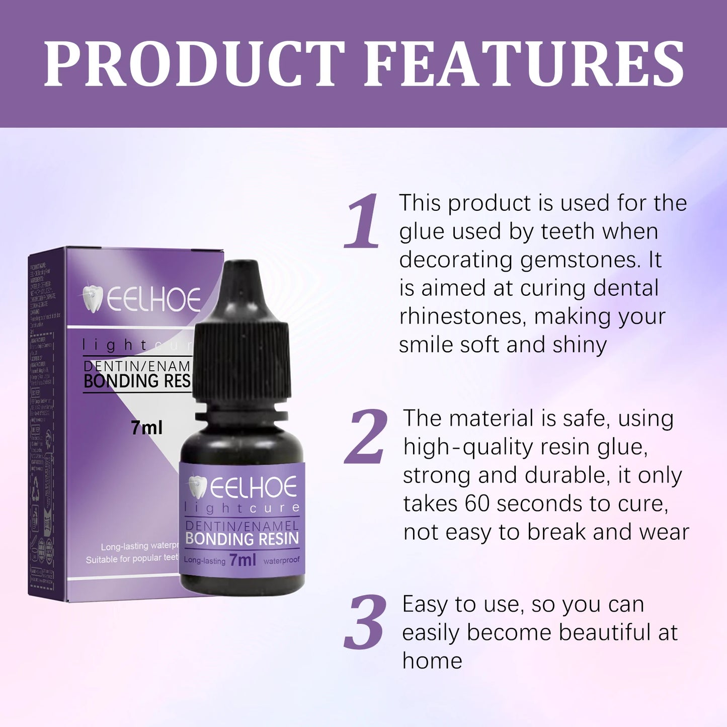Tooth Gem Glue Dental Adhesive for Tooth Gems Diamond Kit Glue Teeth Crystal Jewelry Sturdy Tooth Jewelry Orthodontic Gel 7/10ml