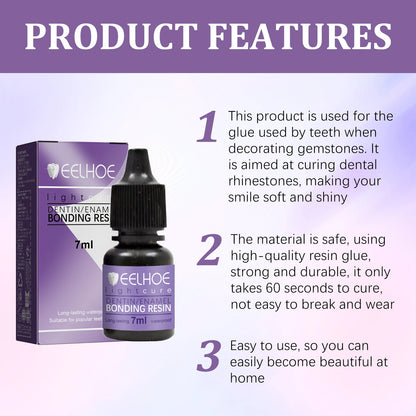 Tooth Gem Glue Dental Adhesive for Tooth Gems Diamond Kit Glue Teeth Crystal Jewelry Sturdy Tooth Jewelry Orthodontic Gel 7/10ml