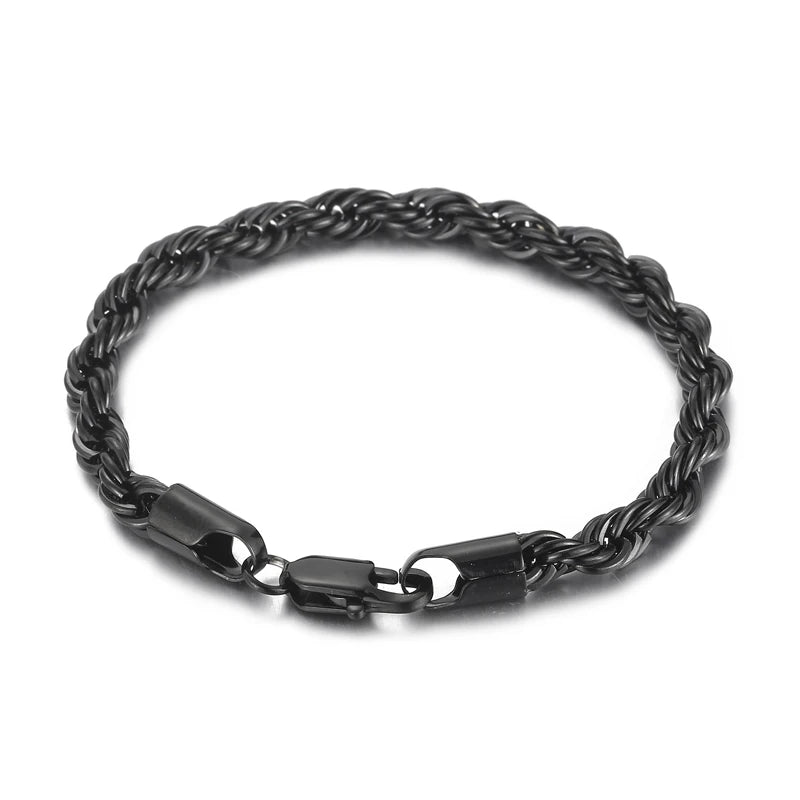 4/6/8mm Stainless Steel Bracelets For Men Women Gold Color Twisted Rope Link Chain Bracelets On the Hand Jewelry Gifts
