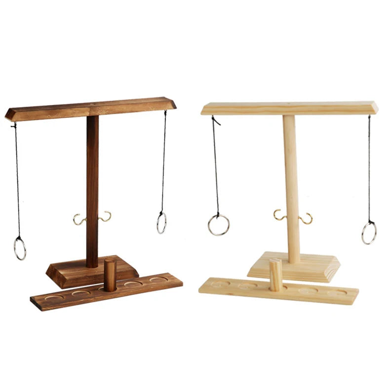 Ring Toss Games for Kids Adults Home Party Drinking Games Fast-paced Handheld Wooden Board Games Shot Ladder Bundle Outdoor Bars