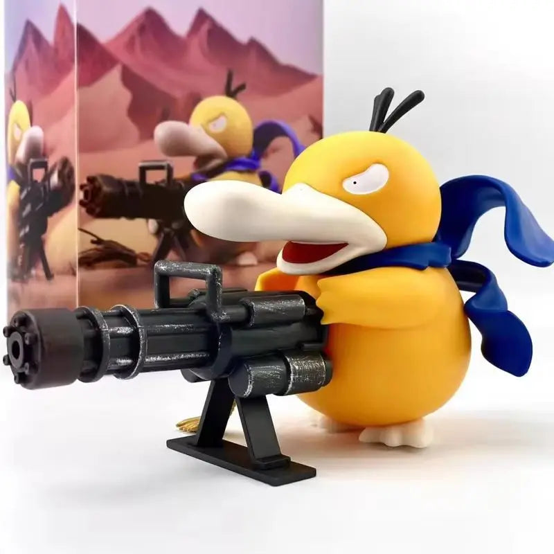 9/15cm Cartoon Pokemon Gatling Gun Psyduck Standing Posture Action Figure Collection Model Car Ornament Desktop Decor Toy Gifts