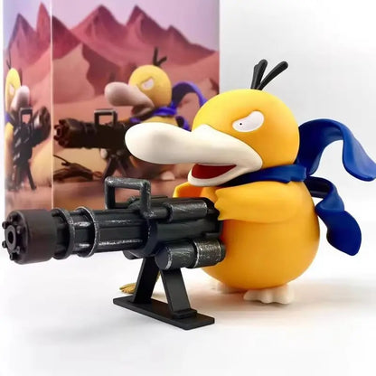 9/15cm Cartoon Pokemon Gatling Gun Psyduck Standing Posture Action Figure Collection Model Car Ornament Desktop Decor Toy Gifts