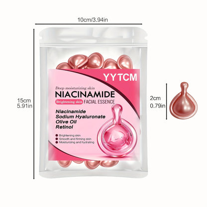 Niacinamide Facial Essence Capsules, Containing Retinol, Olive Fruit Oil, Gardenia Extract, Brighten Skin Tone, Moisturize and Hydrate, and Smooth and Soften Skin (0.5Gx30 Capsules)/Bag-1 Bag