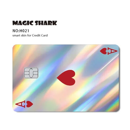 Magic Shark Skull Panda Hunter Broke Blue Eyes Dragon Laser Holographic Sticker Cover Film Skin for Credit Bank Debit Card
