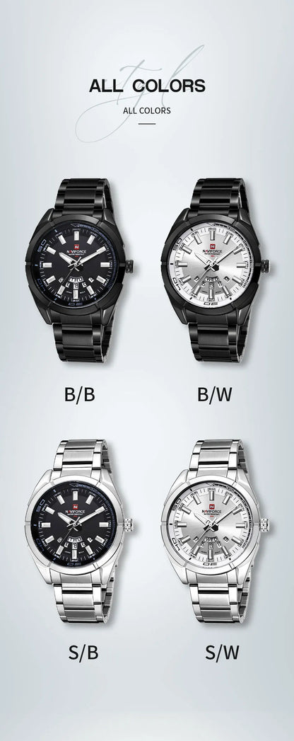 NAVIFORCE Classic Casual Watch for Men Stainless teel Sport Waterproof Male Watches Quartz Date Display Clock  Relogio Masculino