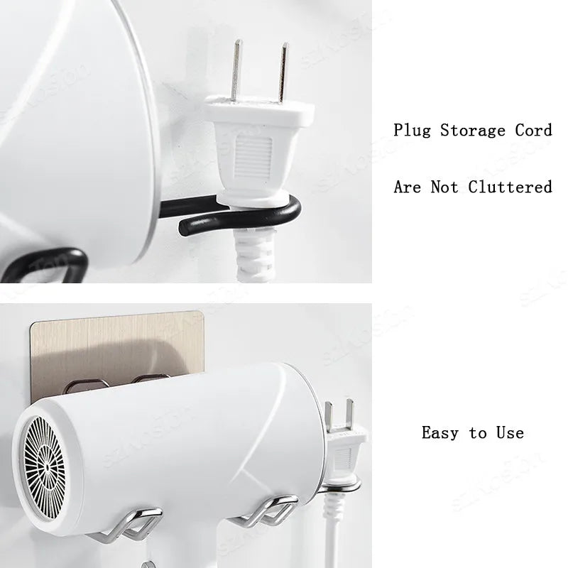 Hair Dryer Bracket Wall Mounted Hair Dryer Bracket Washroom Accessories Self-adhesive Home Storage Rack Bathroom Accessories