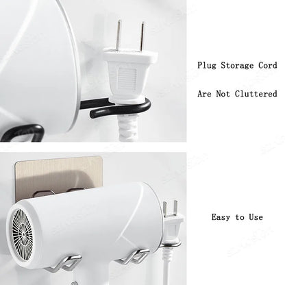 Hair Dryer Bracket Wall Mounted Hair Dryer Bracket Washroom Accessories Self-adhesive Home Storage Rack Bathroom Accessories