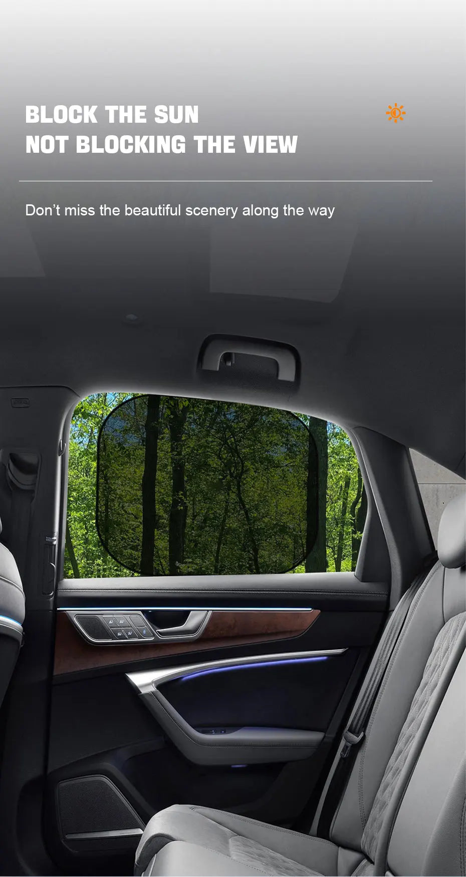 SEAMETAL Car Sun Shade Side Window Curtain Front Rear Window Sunshade Summer UV Blocking Suction Cup Car Sun Protection Curtains