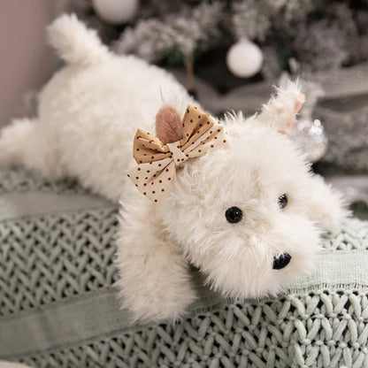 42cm Kawaii Fluffy Hair West Highland Dog White Terrier Plushie Soft Puppy Plush Toy Stuffed Lifelike Animal Appease Doll Pillow