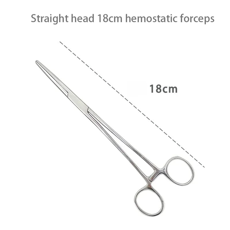 1pc Stainless Steel Hemostatic Forceps Surgical Forceps Tool Hemostat Locking Clamps Forceps Fishing Pliers Curved/Straight Tip