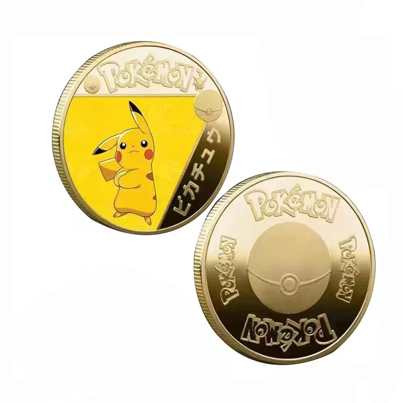 Anime Gold Plated Gold Coin Game Commemorative Coin Pikachu Mewtwo Charizard Gold Coin Game Collection childrens gift