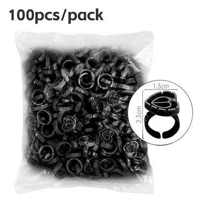 AILEISHI 100Pcs Disposable Eyelash Glue Fan Cup Rings Holder Container Tattoo Pigment Eyelash Extension Tools Lash Supplies