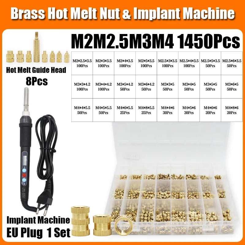 Brass Heat Set Insert Nut Electric Soldering Iron 60W LCD Digital Display Adjustable Temperature 220V/110V 3d Printer Copper Nut