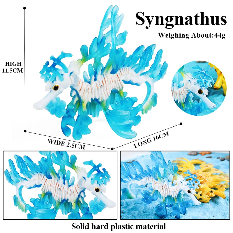 Oenux Ocean Animals Model Jellyfish Starfish Sea Anemone Coral Action Figures Aquarium PVC Miniature Educational Kids Toy Gift