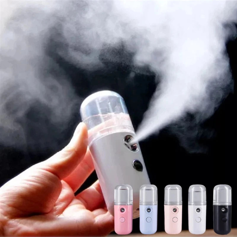 Portable Nano Mist Facial Steamer, USB Rechargeable Moisturizing Sprayer & Humidifier for Deep Hydration, Home Travel Skin Care