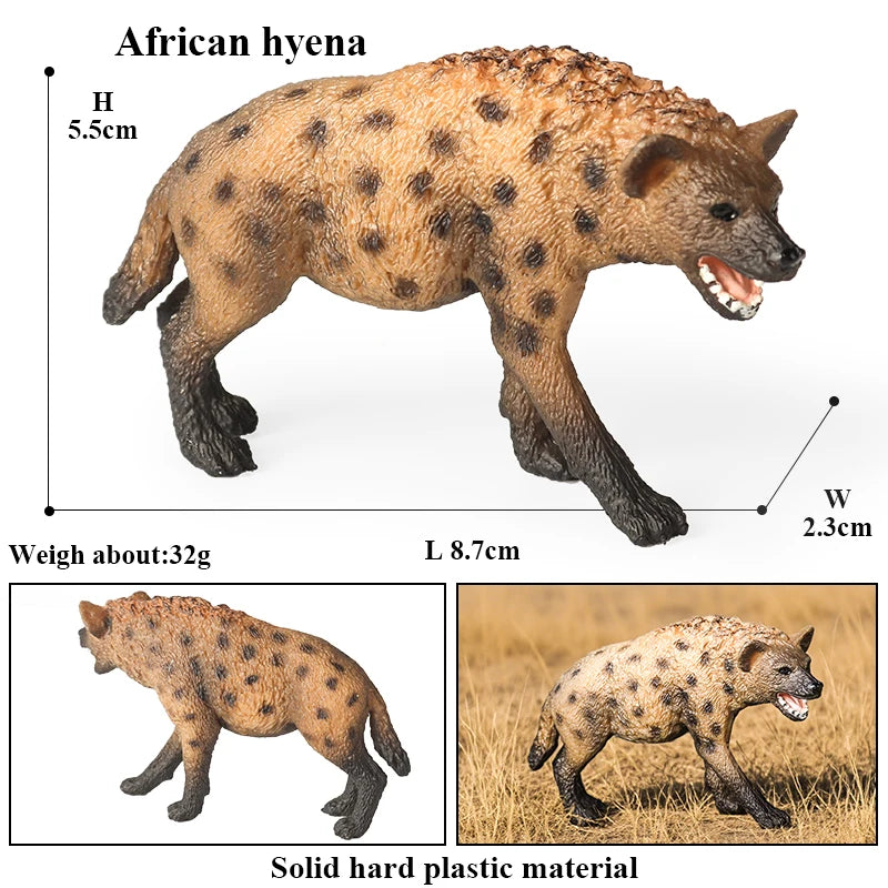 Oenux Classic Wild African Animals Simulation Tiger Hyaenidae Action Figure Figurines PVC Model Education School Kid Toys
