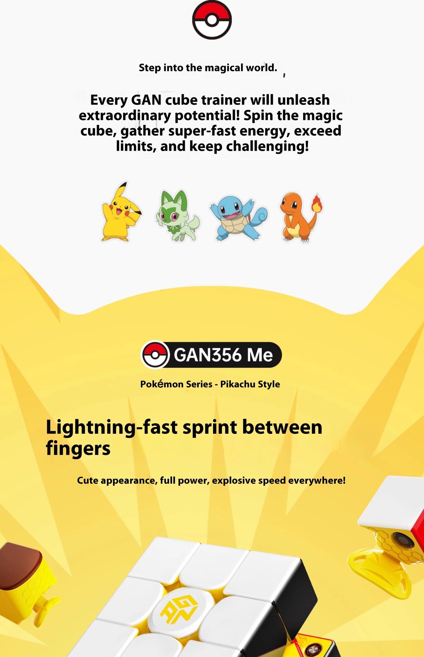 Gan Pok é Mon Joint Third Order Magnetic Competition Special Children'S Puzzle Toy Gift Pikachu Johnny Turtle Birthday Gifts