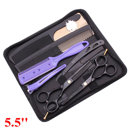 5.5'' Professional Hairdressing Hair Scissors 440C Cutting Shears Thinning Razor Comb Set Salon Barber Home Dropshipping A1104