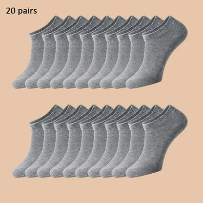 10/12/20/40 Pairs Men Boat Socks Business Sport Sweat Absorption Mature Summer Autumn Solid Color Soft Non Pilling Ankle Socks