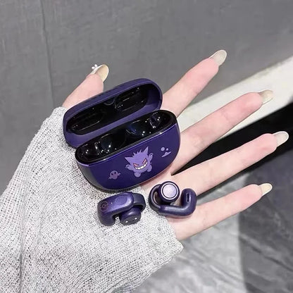 Gengar PokéMon Bluetooth Headset Ear Clip Hifi Stereo Wireless Game Sports Earbuds Long Battery Life Trendy Anime Gift