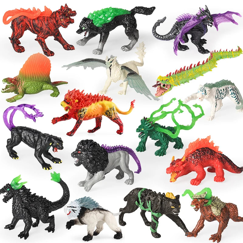 Oenux White Tiger Griffin Cerberus Lion Panther Tree Monster Fire Dragon Dinosaurs Model Action Figures Collection Kid Toy