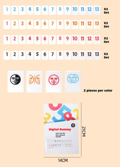 M/L/XL Digital Game Set, Travel Rummy, Mahjong, Rummybrix, Number Game Cards - Adult Leisure Party Board Game Travel Game