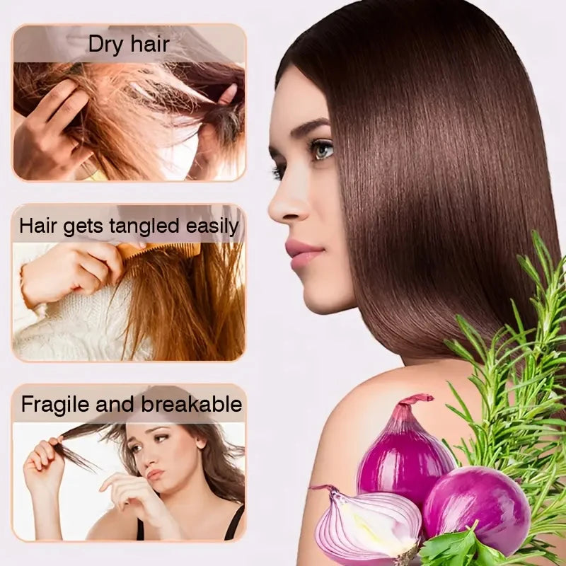 Rosemary Oil 3-in-1 Spray: Scalp/Hair Care, with Onion Formula, Moisturizes and Adds Shine to Hair, Ideal Nourishing Hair Care Oil