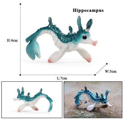 Oenux Ocean Animals Model Jellyfish Starfish Sea Anemone Coral Action Figures Aquarium PVC Miniature Educational Kids Toy Gift
