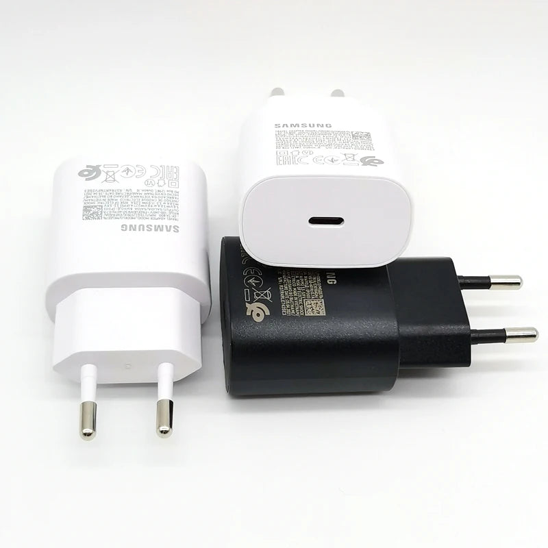 Samsung 25W Super Fast Charger Type C Adapter For Galaxy S24 S23 S20 S21 S22 Plus Note 20 10 A55 A35 A25 A15 Z Flip Fold 6 5 4 3