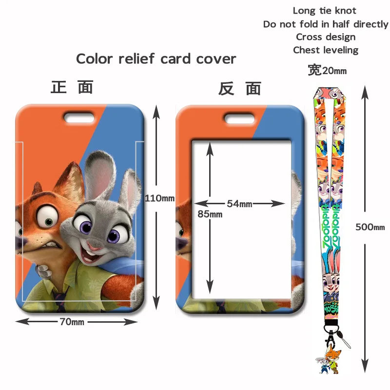 Hot Disney Anime Zootopia 2 Lanyard Card student Judy Nick cute card Bus Card holder certificate lanyard cartoon keychain  Gifts
