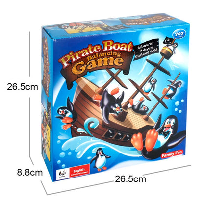 Pirate Boat Puzzle Desktop Game Toy Board Game Balance Penguin Pirate Ship for Parent-child Interaction Birthday Gift
