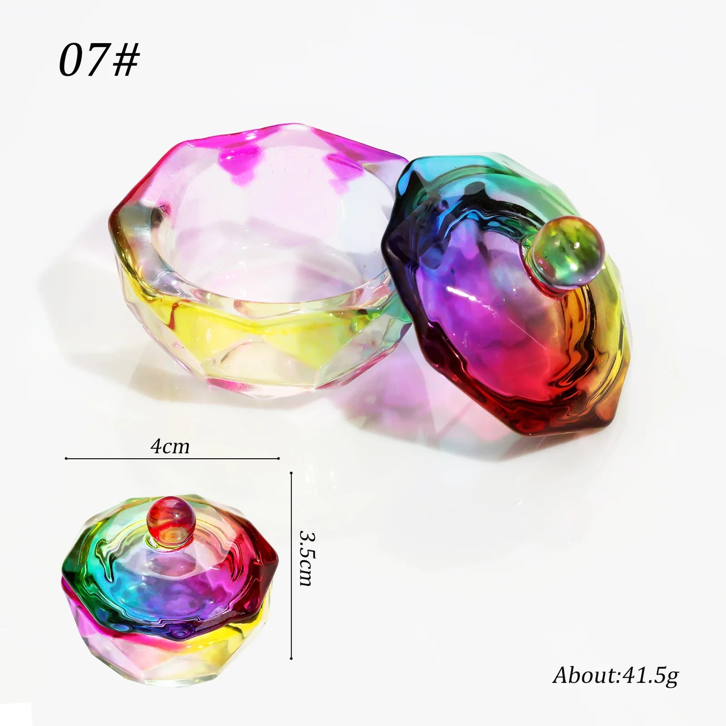1pcs Pink Crystal Glass Dappen Dish Acrylic Powder Liquid Holder Container Heart Shape Nail Lid Cup Bowl Manicure Accessories