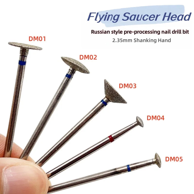 5PCS Diamond Nail Drill Bit Set of Milling Cutters for Manicure Diamond Bit Cuticle Remove Nail Bits for Electric Drill Machine