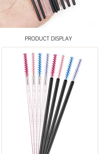 50 Pcs Eyelash Brushes Disposable Crystal Eyebrow Brush Mascara Wand Eye Lash Cosmetic  Lashes Extension Makeup Tools