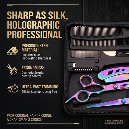 Hair Cutting Scissors Set Barber Shears Kit with Comb Razor Clip Bag Stainless Steel Thinning Scissors Home Salon Beginners 1001