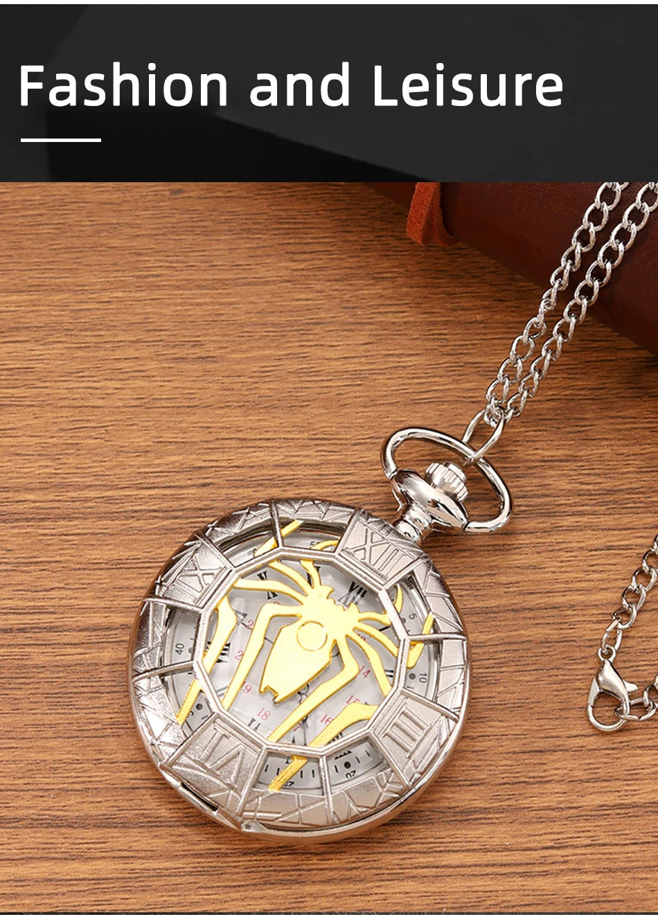 Fashion New Vintage Relief Carved And Hollowed Out Roman  Flip Style Pocket Watch On Chain Pendant Clock Chain Mens Women